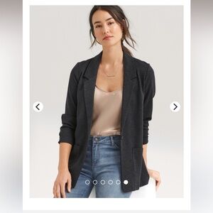 Garnet Hill Relaxed Knit Black Heather Blazer